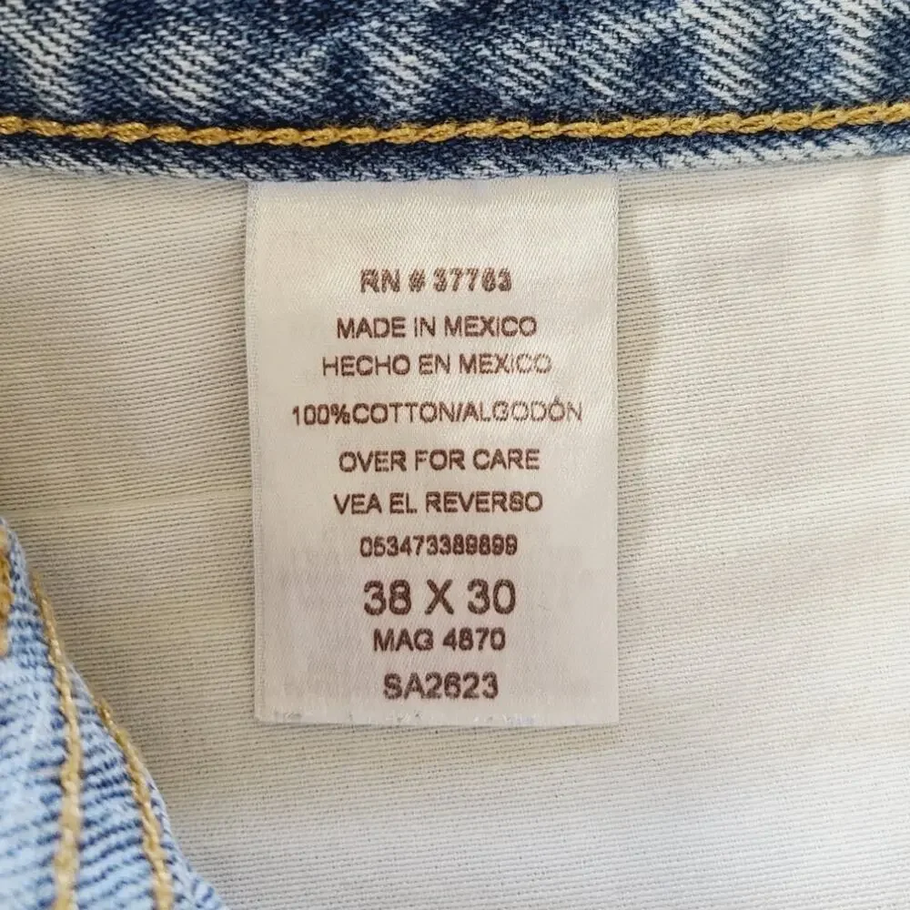 Member's Mark Classic Straight Leg, Light Wash Jeans, Men Size 38/30, PRE-OWNED